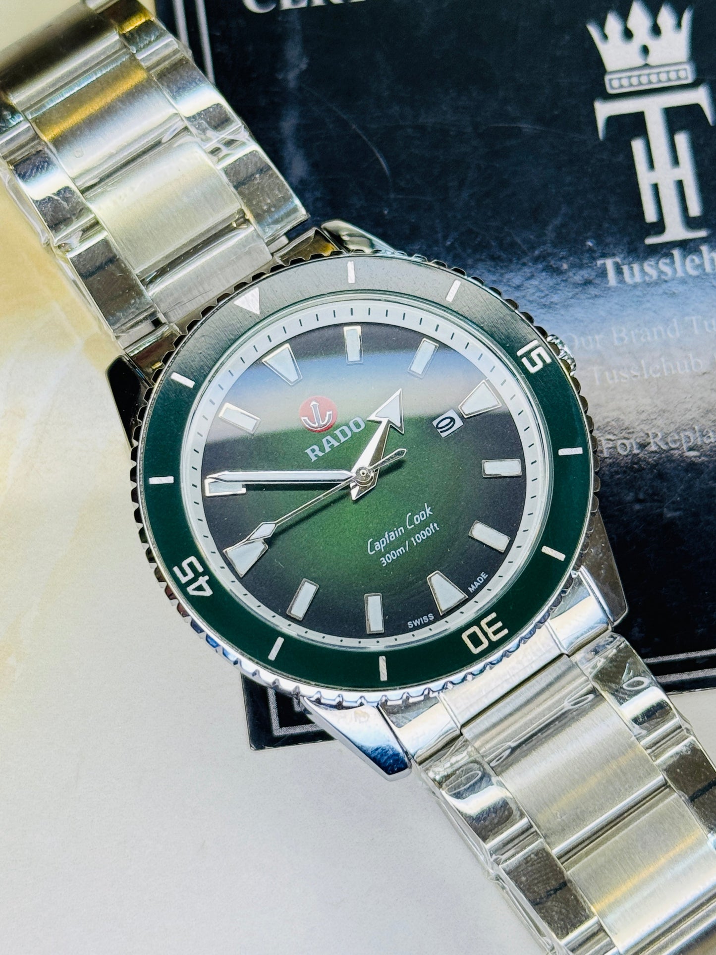 Silver Emerald Rado Captain Cook Watch