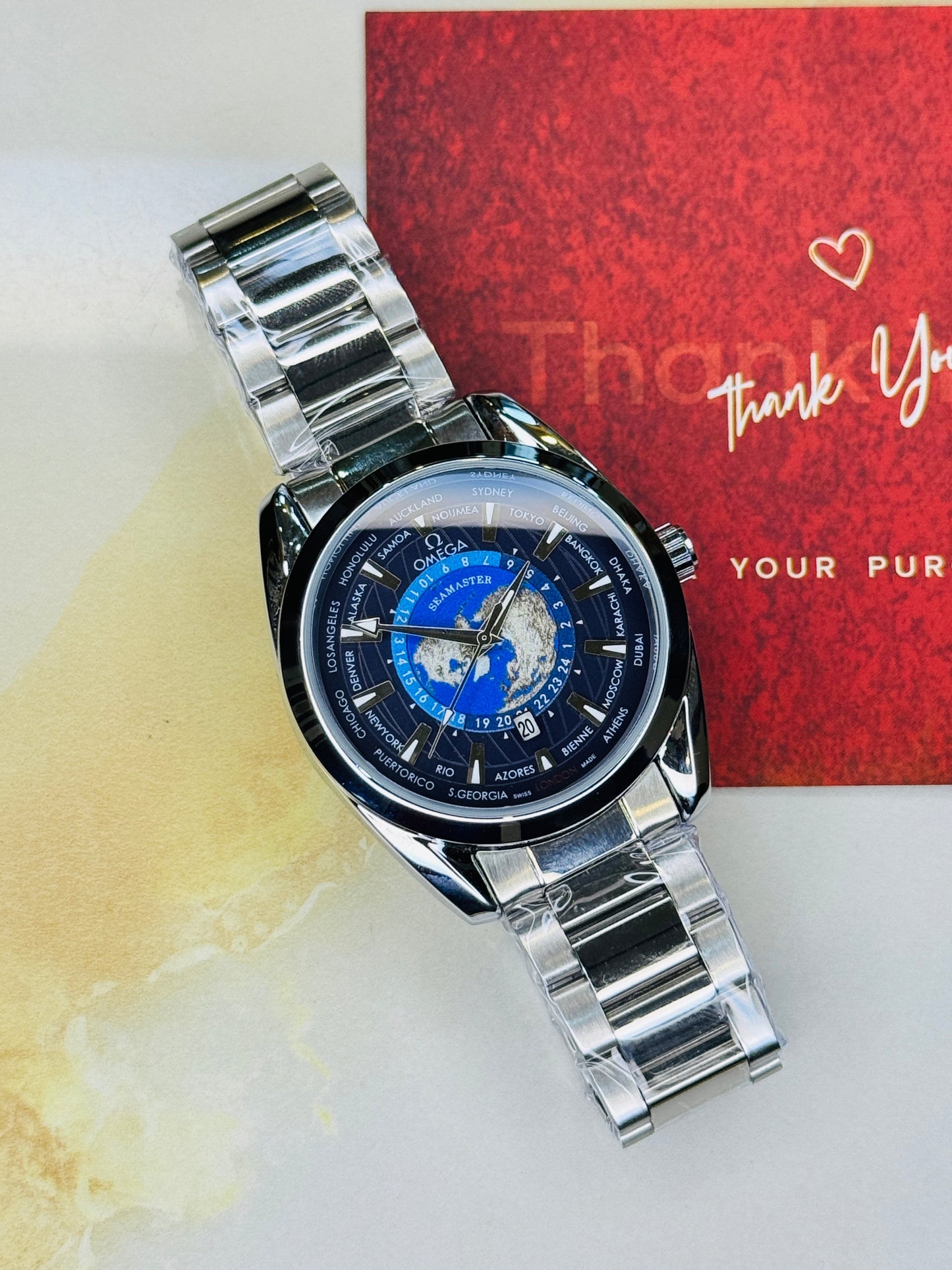 Silver Blue Earth Face Aqua Terra Watch