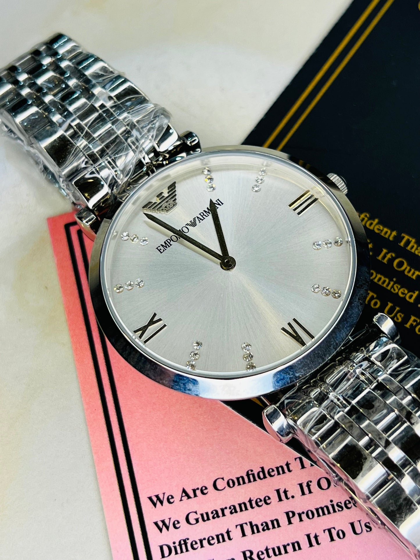 Silver Pearl White Emporio Down Second Watch