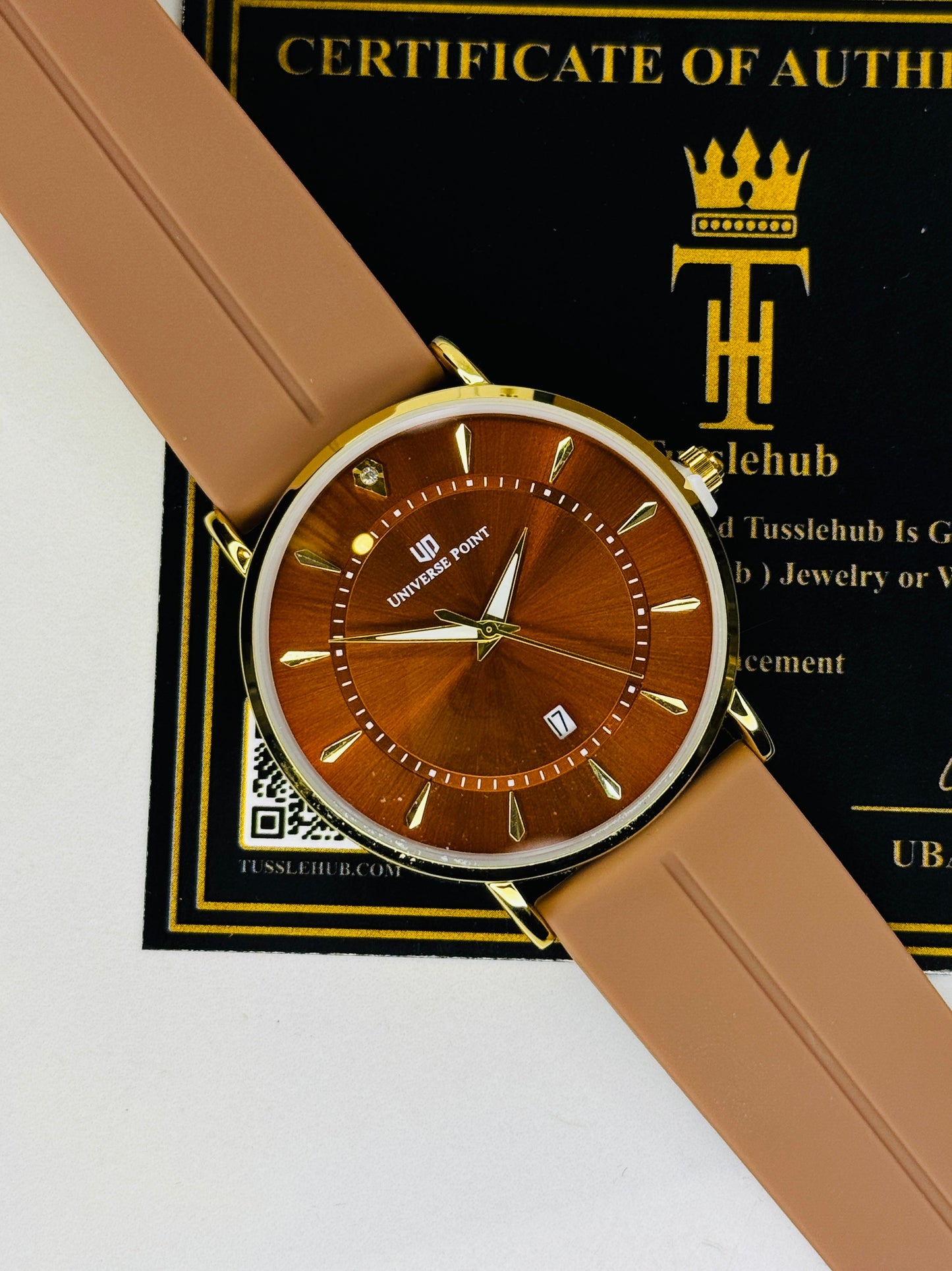 Brown Gold Slim Balloon Universe Point Watch