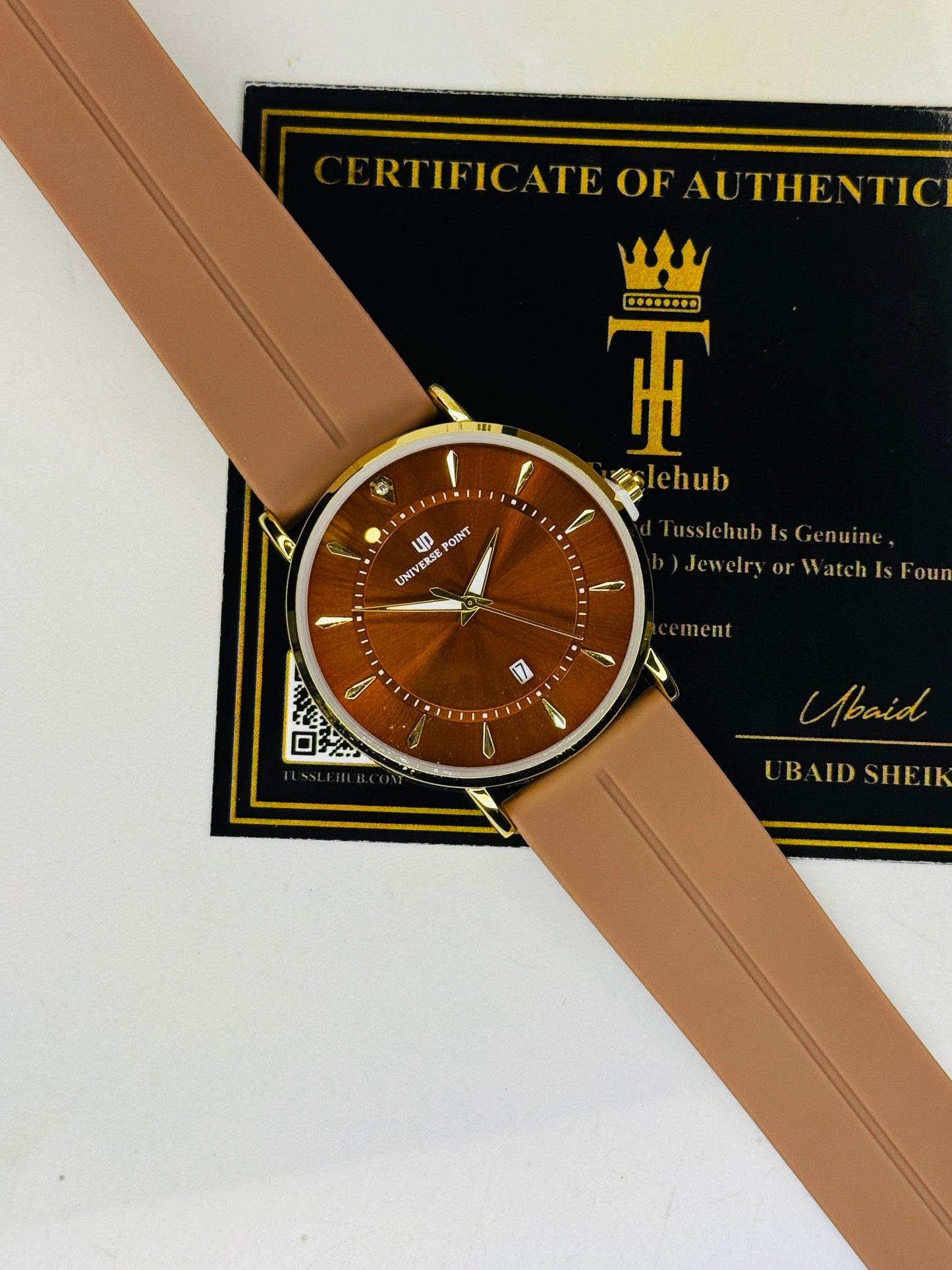 Brown Gold Slim Balloon Universe Point Watch