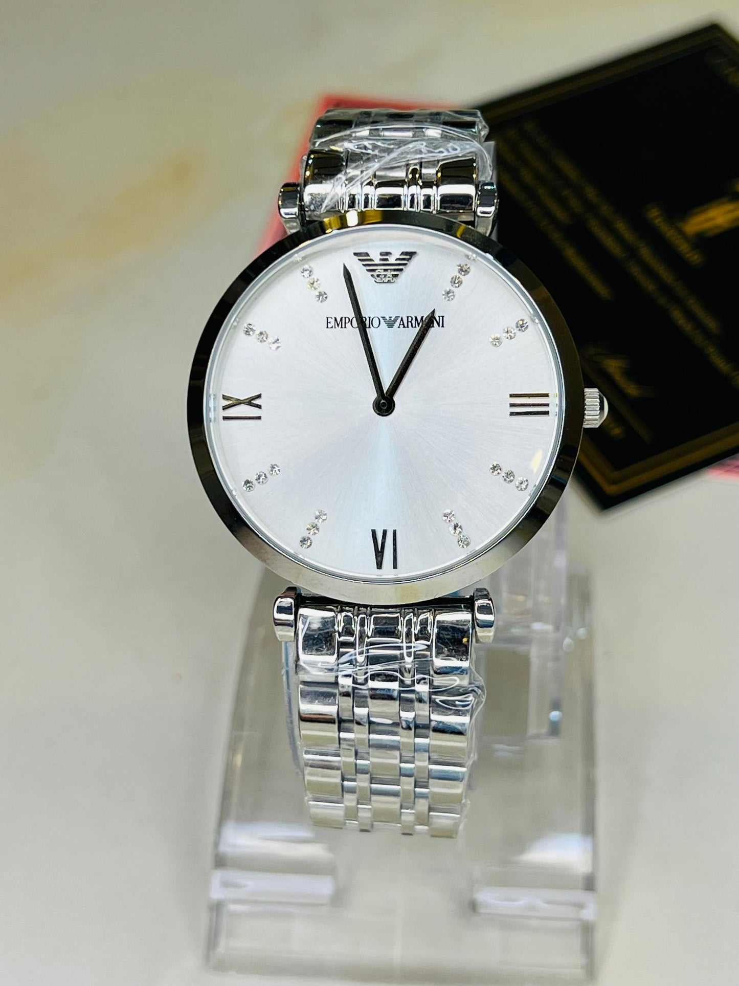 Silver Pearl White Emporio Down Second Watch