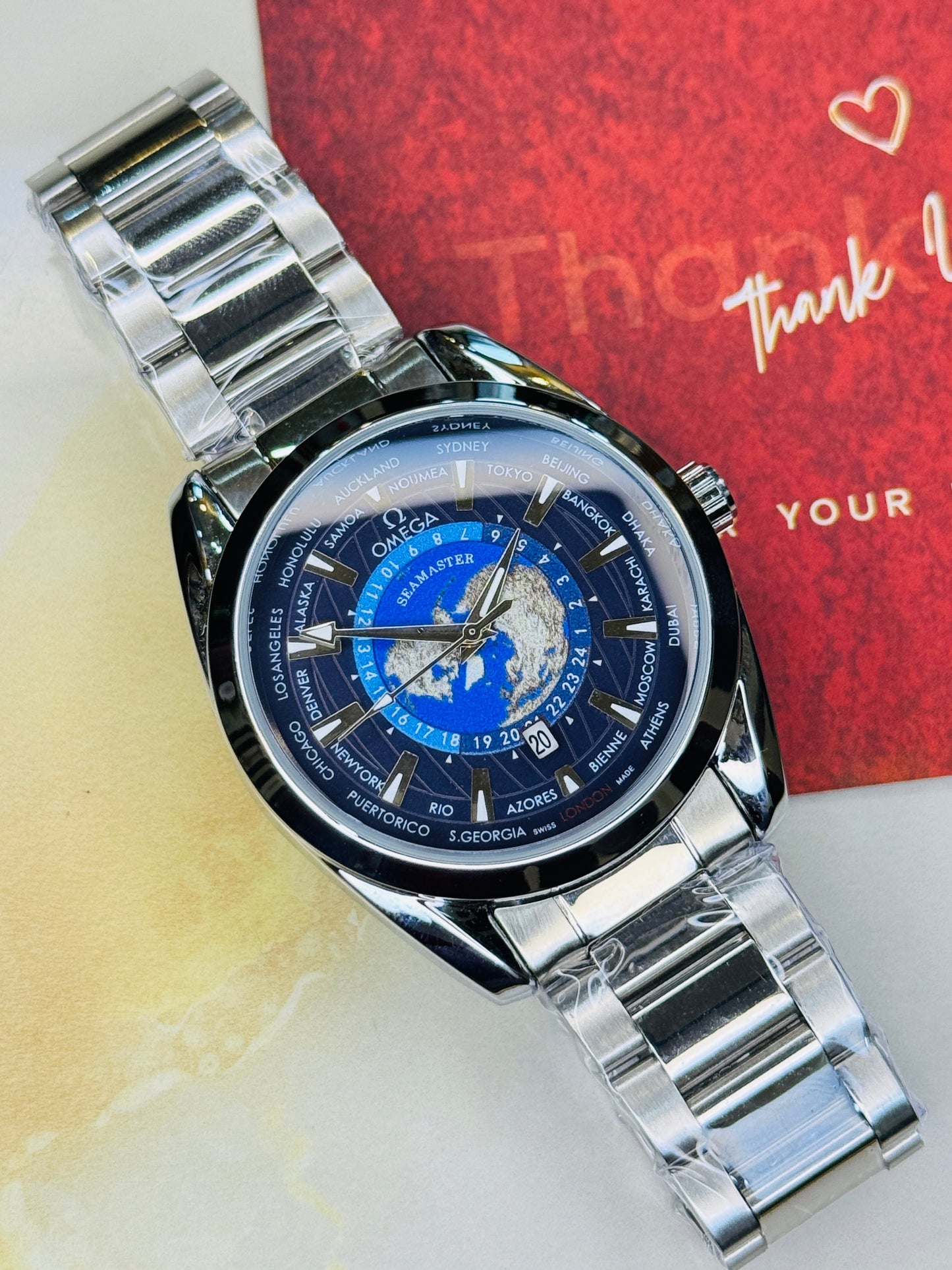 Silver Blue Earth Face Aqua Terra Watch