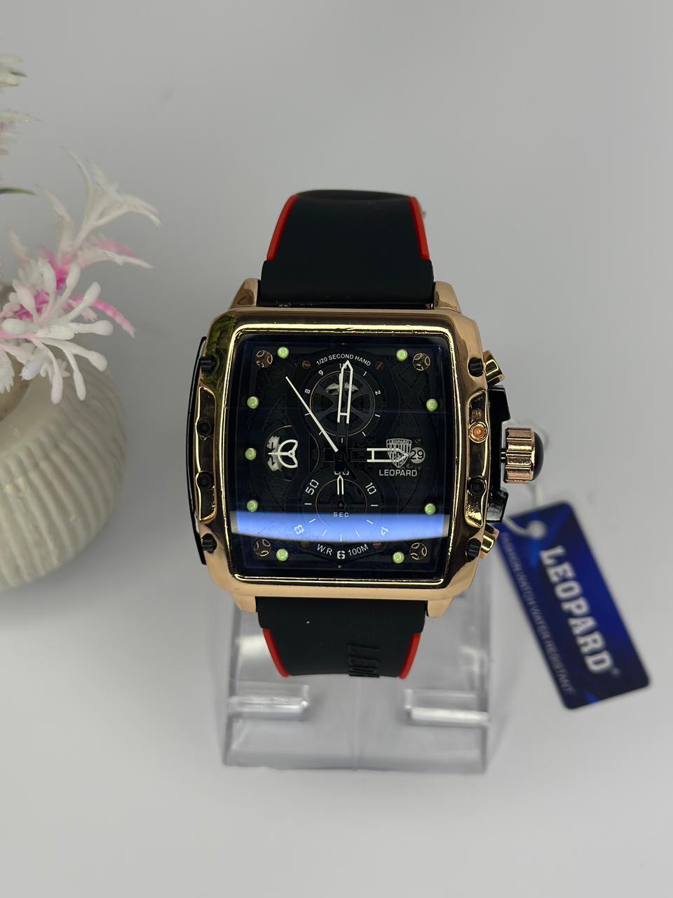 Leopard Luxury Chronograph Soft Silicone Strap Watch