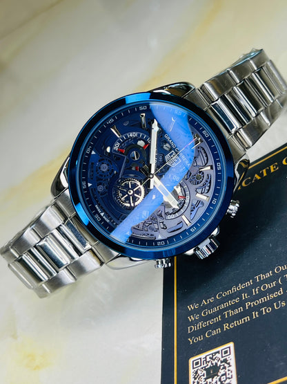 Silver Blue Grand Carrera Chain Strap Chronographs  Watch