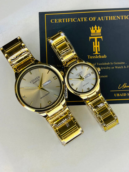 Gold White Axiom Couple Watch