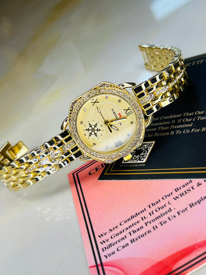 Xenlex Gold Zircon Watch For Her