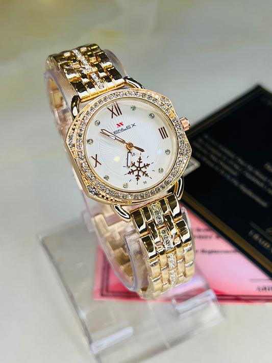 Xenlex RoseGold White Zircon Watch For Her