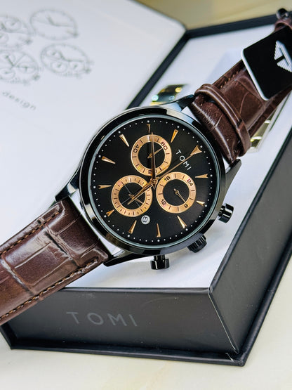 Tomi S6A Coffee Black Gift Set Watch