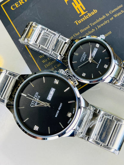 Silver Black Axiom Couple Watch