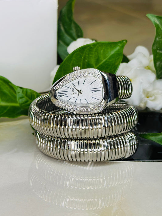 Silver White Serpentine Watch For Her