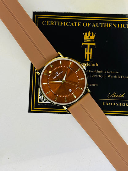 Brown Gold Slim Balloon Universe Point Watch