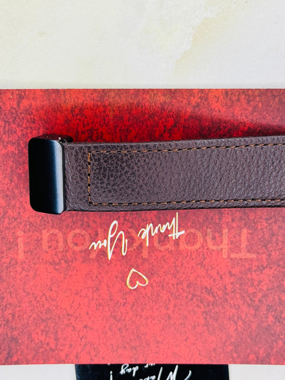 Tomi Coffee Grey Leather Magnetic Strap Watch