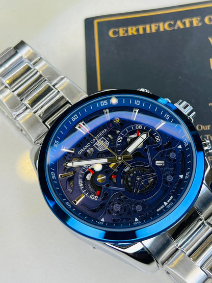 Silver Blue Grand Carrera Chain Strap Chronographs  Watch