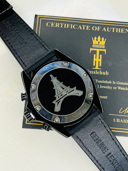 All Black Grand Carrera Chronographs Leather Watch