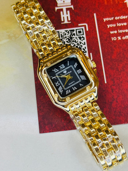 Gold Black Gold Santos Watch For Her