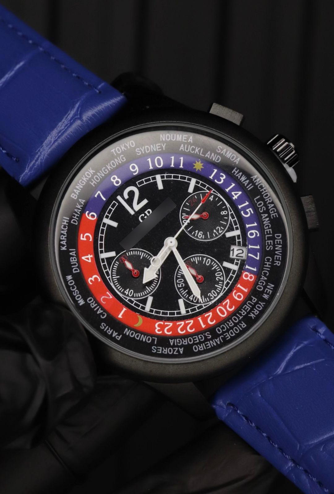 Casino Design Chronograph with Warranty - Leather Strap Watch