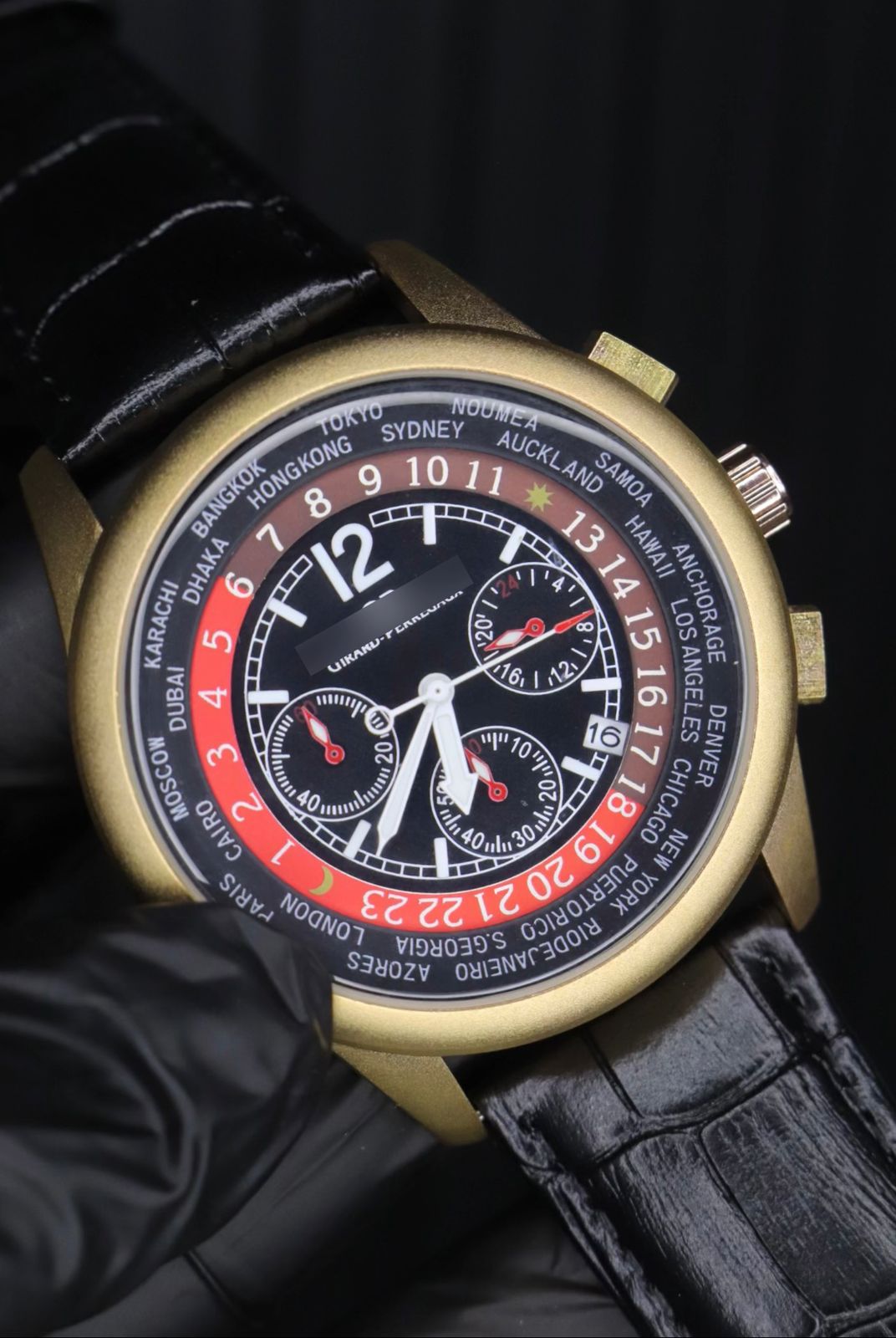 Casino Design Chronograph with Warranty - Leather Strap Watch