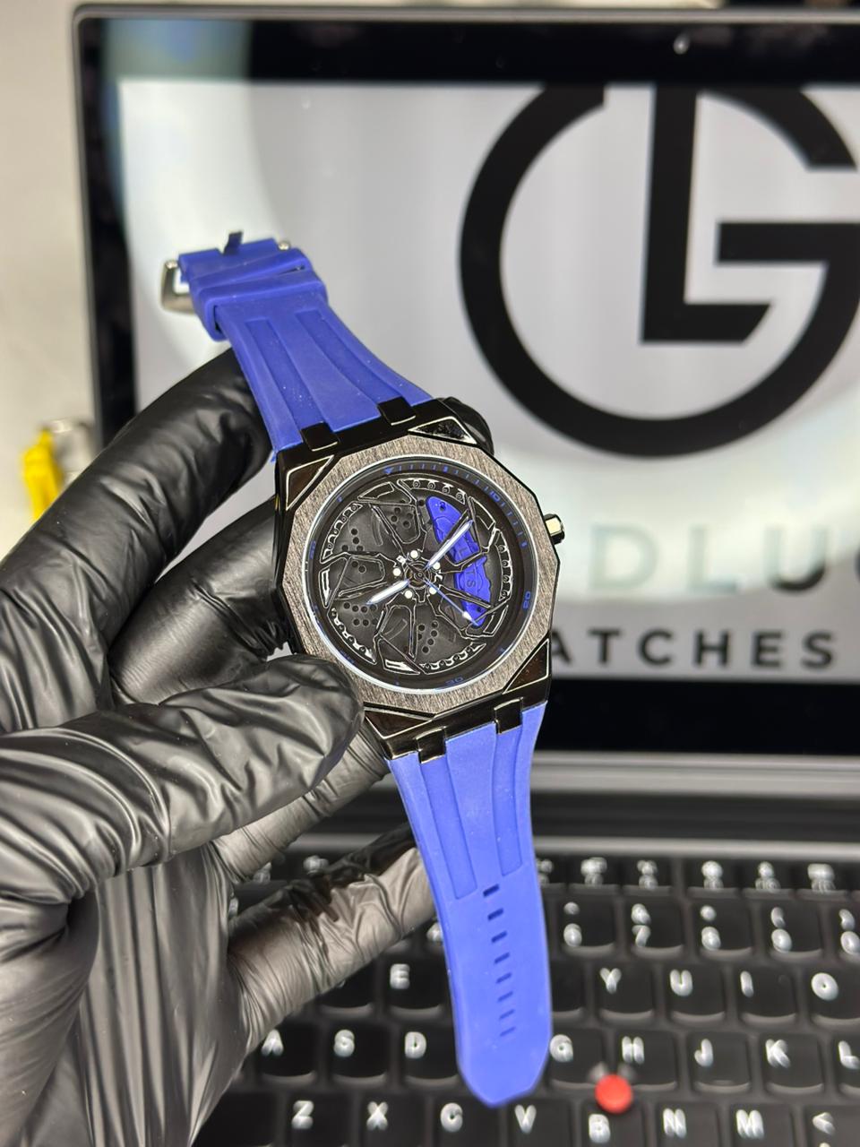 Tankre Spining Watch - Silicon Straps Men's Wristwatch With Dodecagon Dial