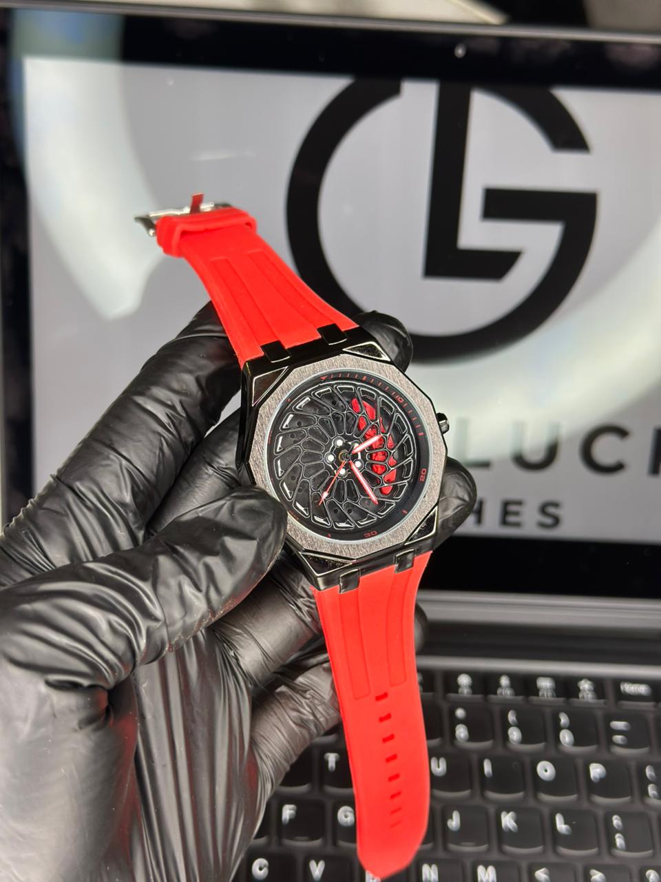 Tankre Spining Watch - Silicon Straps Men's Wristwatch With Dodecagon Dial