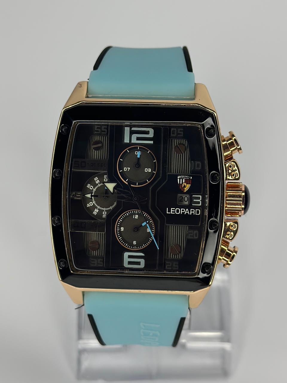 Leopard Luxury Chronograph Silicone Strap Watch