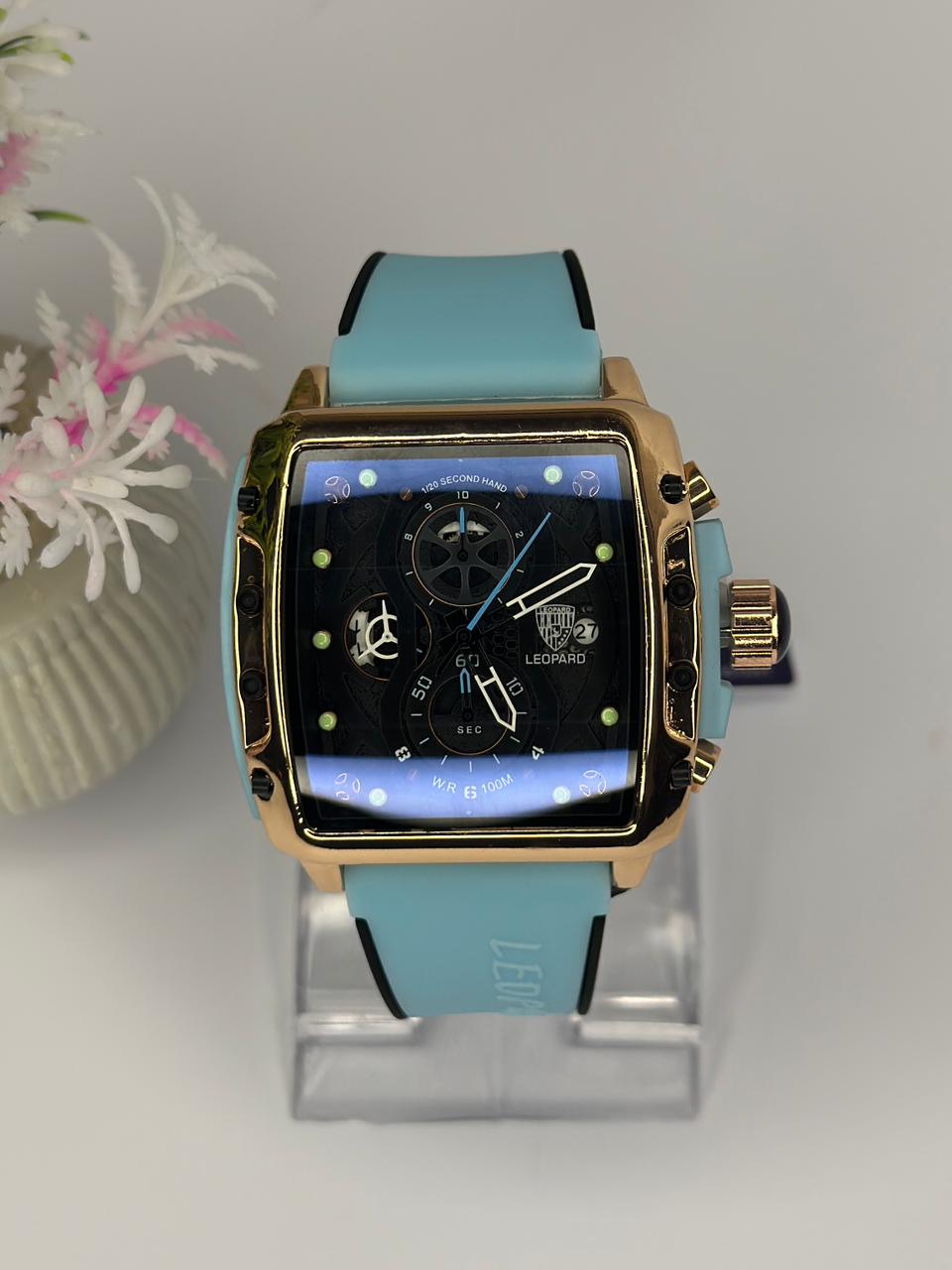 Leopard Luxury Chronograph Soft  Silicone Strap Watch