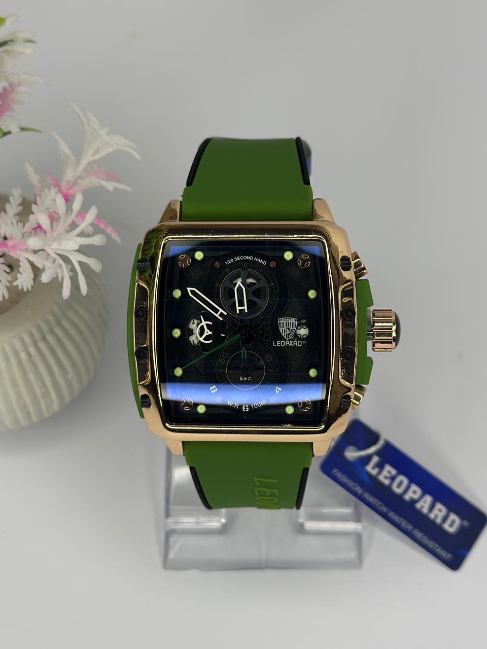 Leopard Luxury Chronograph Soft  Silicone Strap Watch