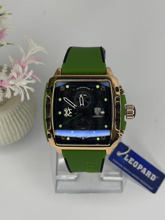 Leopard Luxury Chronograph Soft  Silicone Strap Watch