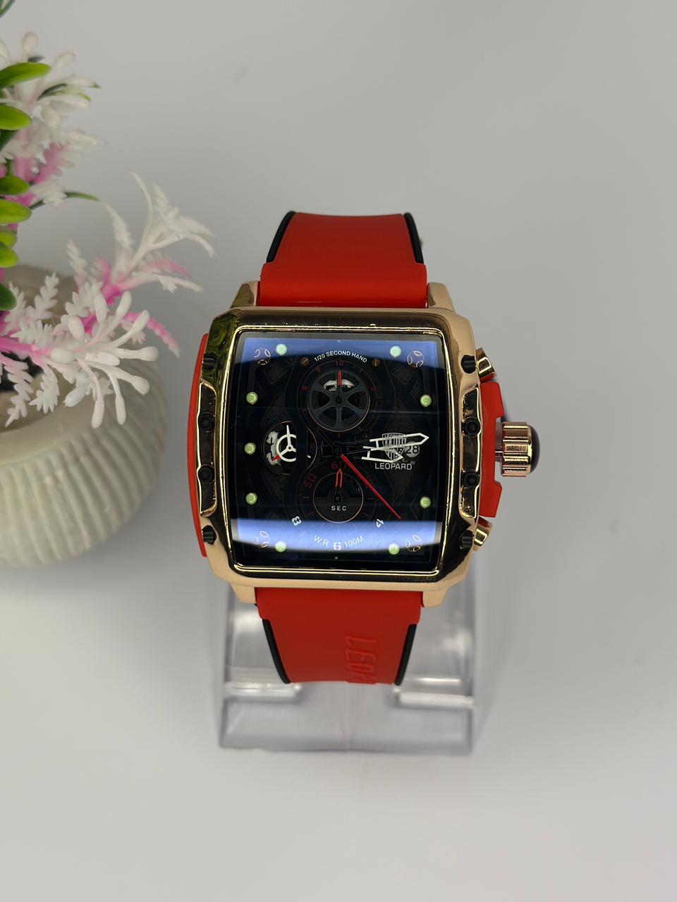 Leopard Luxury Chronograph Soft  Silicone Strap Watch