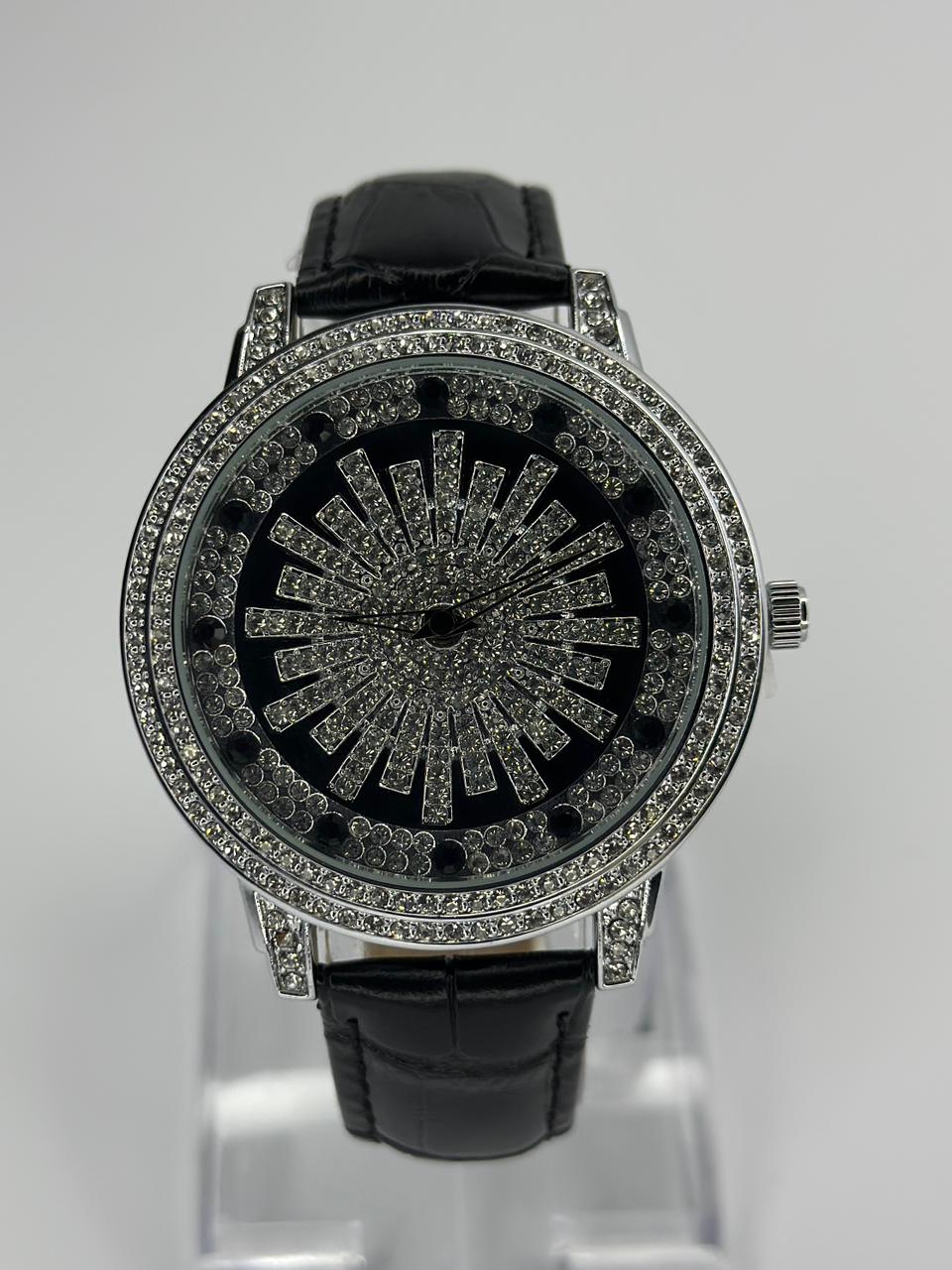 Stones Iced-Out Watch with Rotating Dial