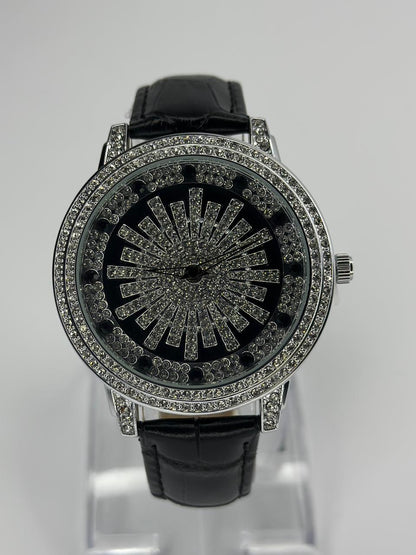 Stones Iced-Out Watch with Rotating Dial